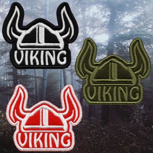 Embroidered Patch Viking Helmet